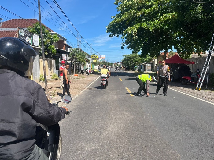 Lokasi kecelakaan antara truk box kontra sepeda motor di Jalan Raya Benculuk, Banyuwangi, Minggu (21/1/2024).(dokumen dari Satlantas Polsek Muncar untuk blok-a.com)