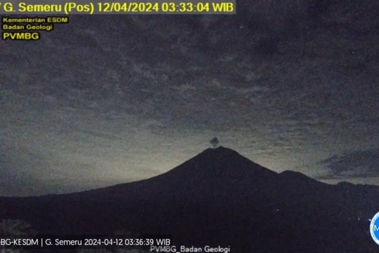 Gunung Semeru kembali erupsi, Jumat (12/4/2024) pukul 03.31 WIB. (dok. PVMBG)
