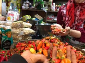 Penjual cabai rawit di pasar tradisional Banyuwangi (foto: Blok-a.com/Kuryanto)