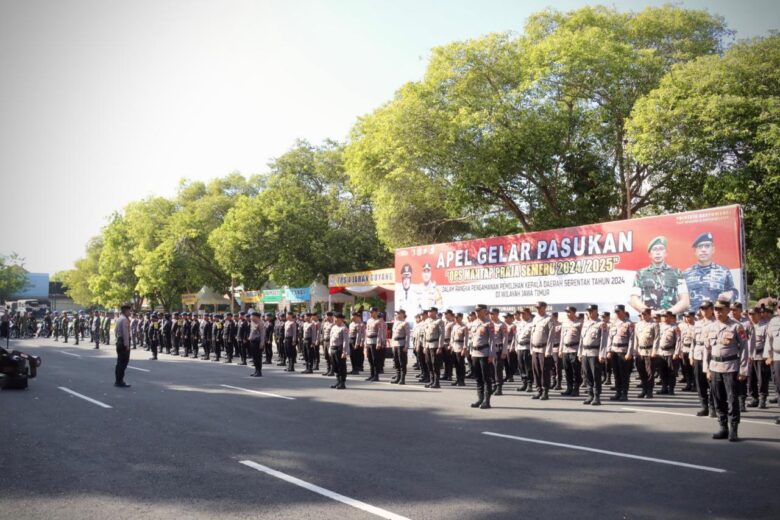 Polresta Banyuwangi Gelar apel Pasukan Operasi Mantab Praja Semeru 2024, Sabtu (19/8/2024).(blok-a.com/Kuryanto)