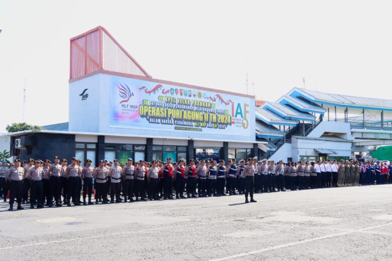 Polresta Banyuwangi saat Apel Gelar Pasukan di ASDP Ketapang Banyuwangi, Kamis (29/8/2024).(blok-a.com/Kuryanto)