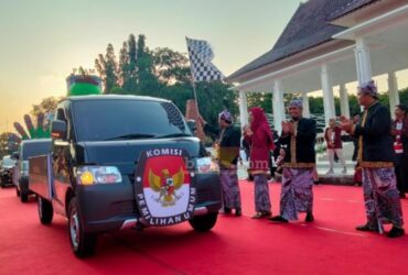 KPU Situbondo Saat Melakukan Sosialisasi Kirab 2 maskot Bersama Komisioner KPU, PPK dan PPS se-Kabupaten Situbondo