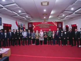 Bupati Banyuwangi, Ipuk Fiestiandani usai memberikan sambutannya pada acara Pengukuhan Gelar Certified Paralegal of Legal Aid (CPLA) kepada 46 Kades, Kamis (21/6/2026)(foto: istimewa)