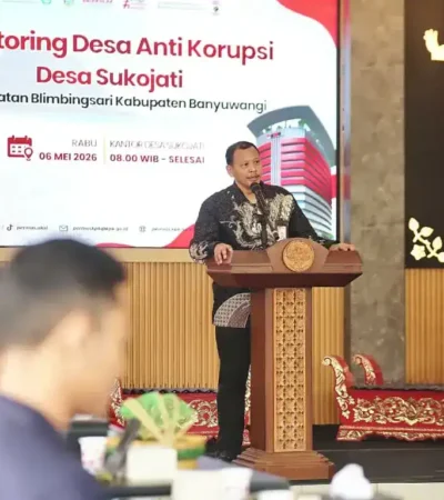 Wakasatgas Direktorat Pembinaan Peran Serta Masyarakat KPK, Andhika Widiarto saat memberikan sambutan di Desa Sukojati (foto: Istimewa)