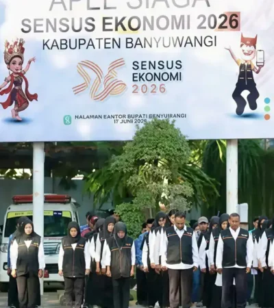 Gelar upacara Hari Kesadaran Nasional sekaligus apel siaga Sensus Ekonomi 2026, di Kantor Bupati Banyuwangi, Rabu (17/6/2026) (foto: blok-a.com/Kuryanto)