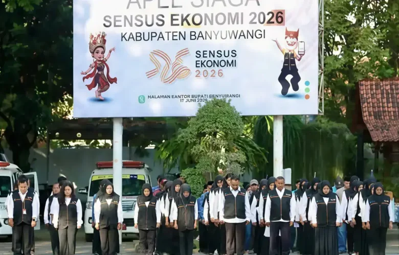 Gelar upacara Hari Kesadaran Nasional sekaligus apel siaga Sensus Ekonomi 2026, di Kantor Bupati Banyuwangi, Rabu (17/6/2026) (foto: blok-a.com/Kuryanto)
