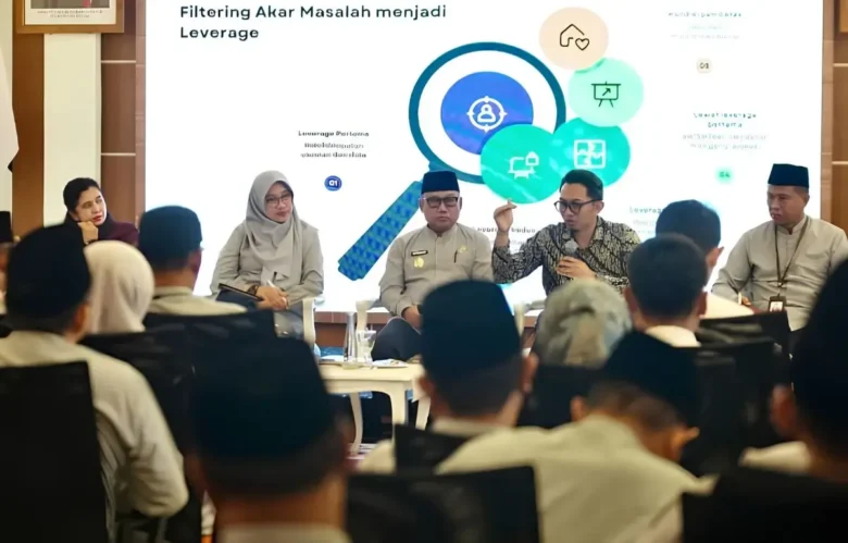 Tenaga Ahli Menteri Sosial, Andy Kurniawan, saat pemaparan piloting pengentasan kemiskinan bersama Bupati Ipuk Fiestiandani dan jajaran perangkat daerah di Banyuwangi (foto: Blok-a.com/Foto: Istimewa)