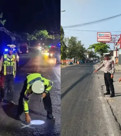 Piket lantas saat lakukan olah TKP Lakalantas maut yang terjadi di Kecamatan Genteng dan Wongsorejo, Sabtu (10/10/2026) (Foto: dok Satlantas Polresta Banyuwangi untuk blok-a.com)